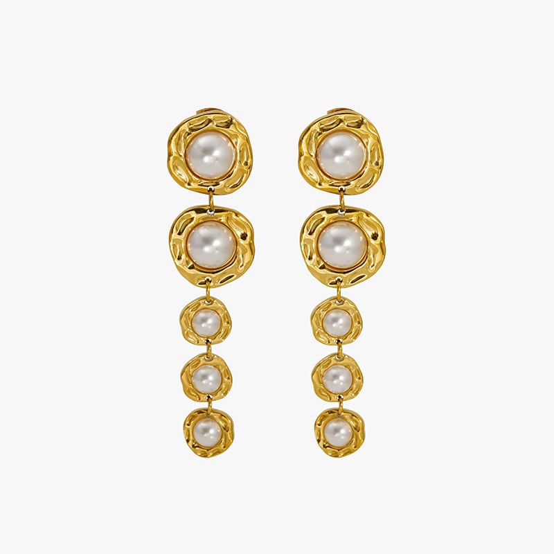 Stainless Steel Gold Color Drop Earrings 