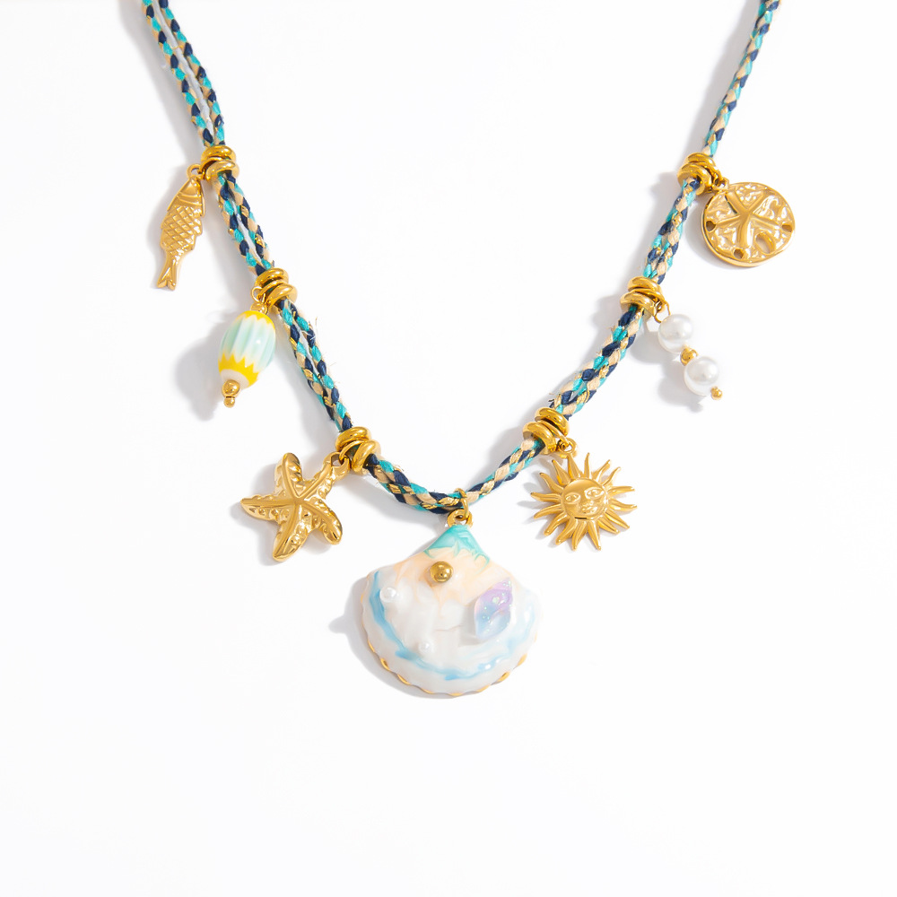 Vacation Series Shell Stainless Steel Gold Color Pendant Necklaces h5Picture7