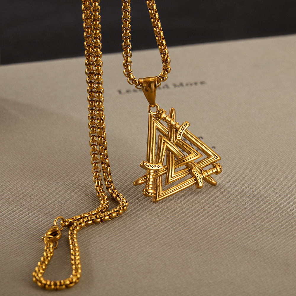 1 Piece Designable Triangle Stainless Steel Men's Pendant Necklaces h5Picture11