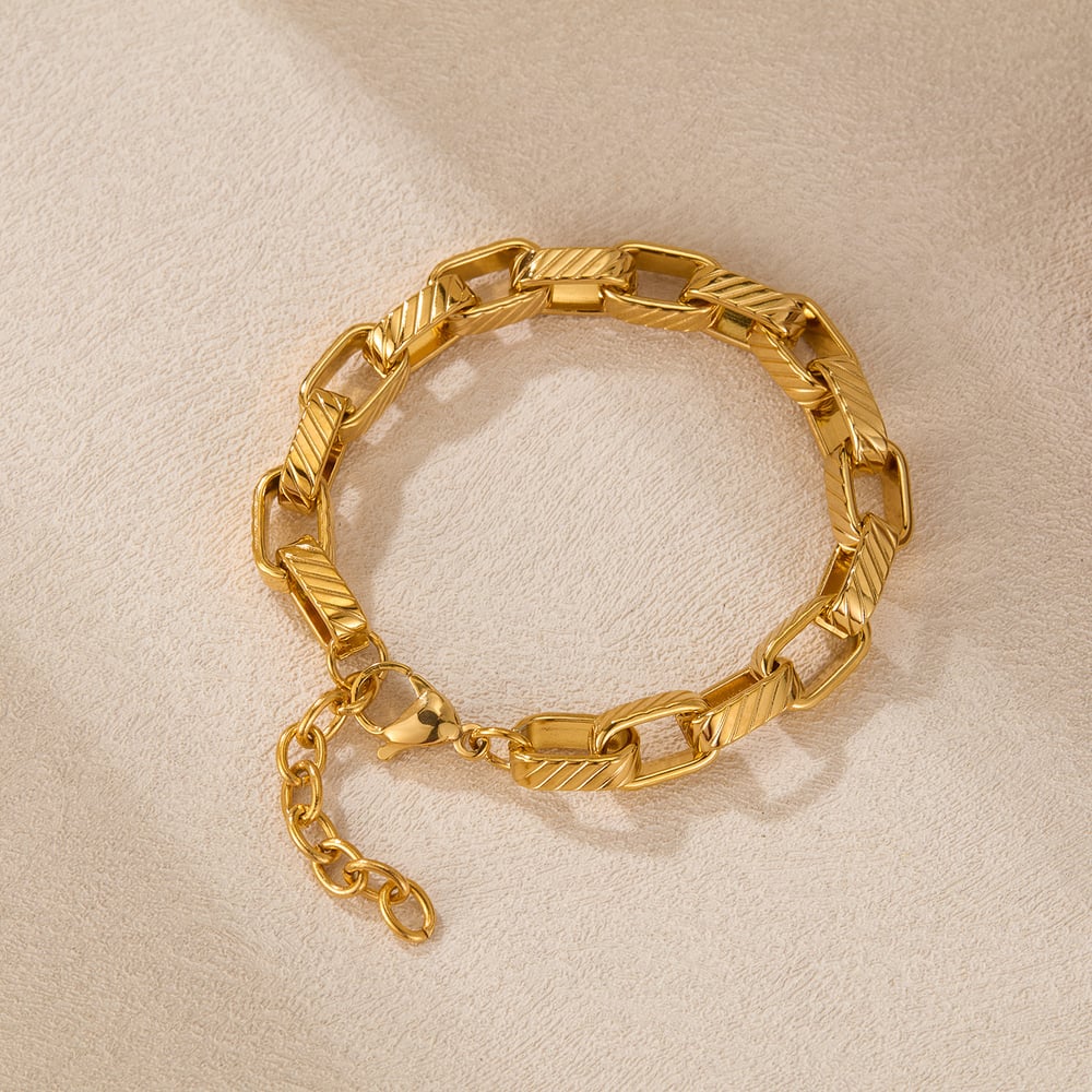 Versatili ed eleganti bracciali a catena rettangolari in acciaio inossidabile da uomo Immagine3