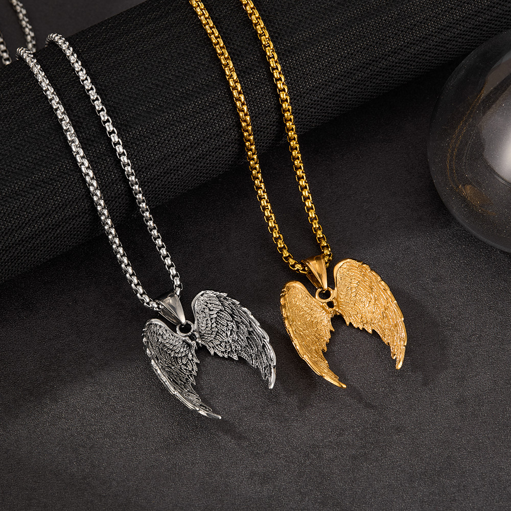 1 Parça Gösterişli Kanatlar Paslanmaz Çelik Erkek Kolye h5Resim7