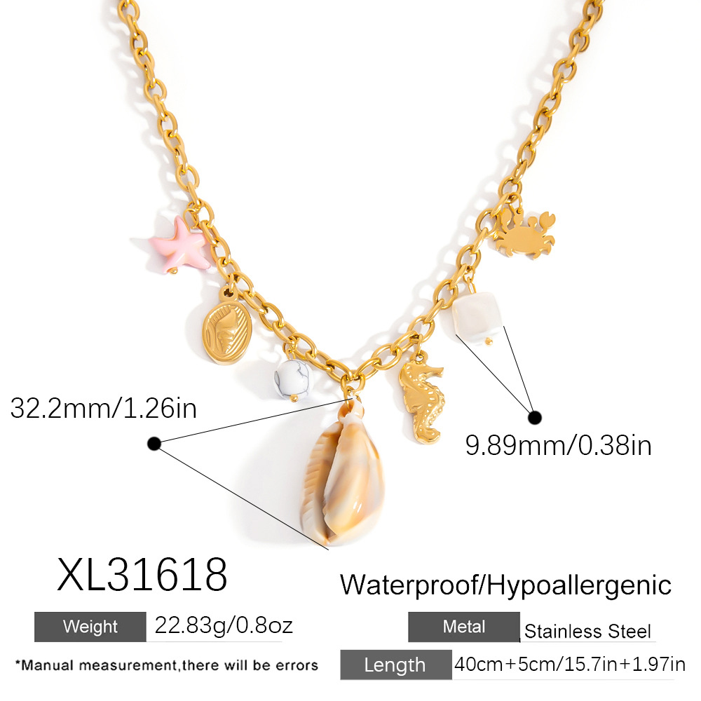 Oceanic Stainless Steel Gold Color Pendant Necklaces h5Picture2