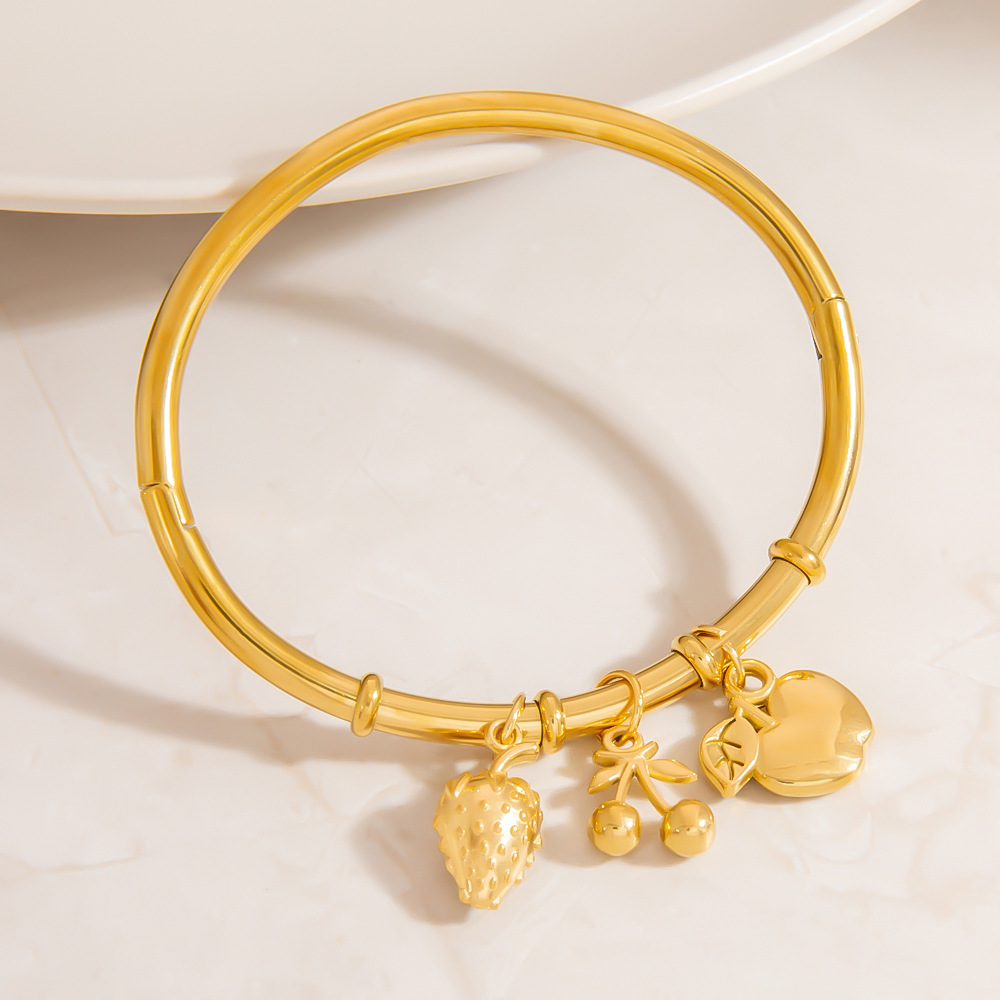 Cute Fruit Stainless Steel Gold Color Women's Charm Bracelets Picture4