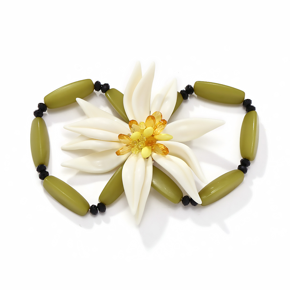 1 Piece Holiday Style Beaded Dimensional Large Flower Women's Beaded Bracelets Picture4