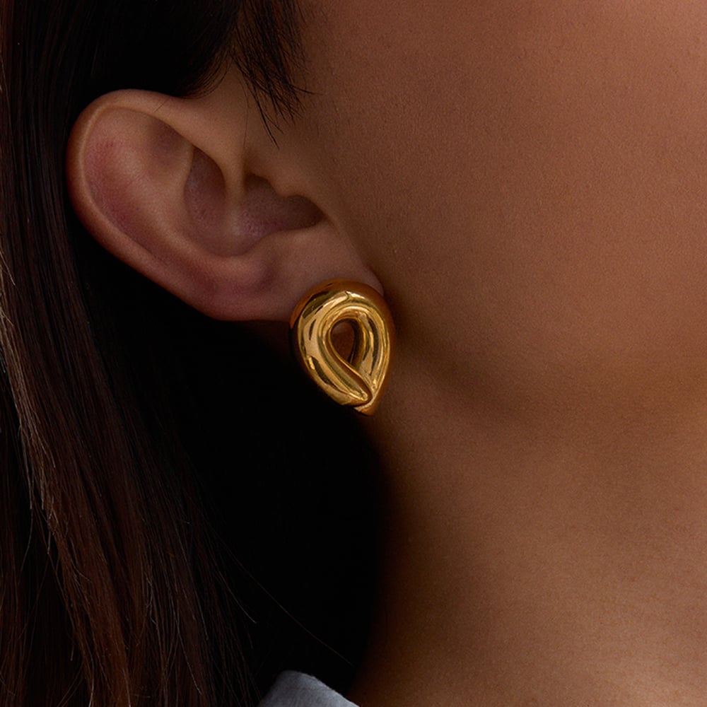 1 Pair Simple Stainless Steel Gold Color Women's Stud Earrings h5Picture3