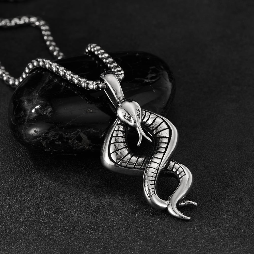 1 pezzo di collana da uomo in acciaio inossidabile a forma di serpente punk h5Immagine4
