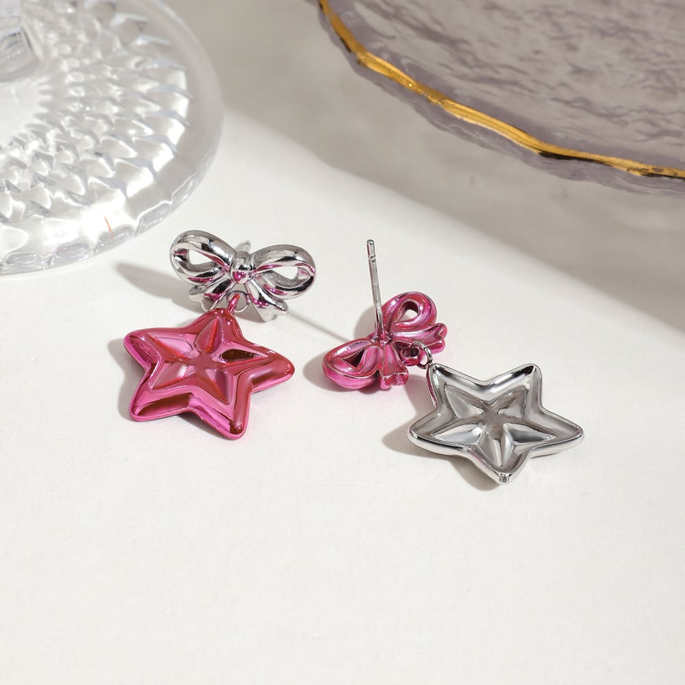 Sweet and Cool Style Star Stainless Steel Drop Earrings h5Picture4