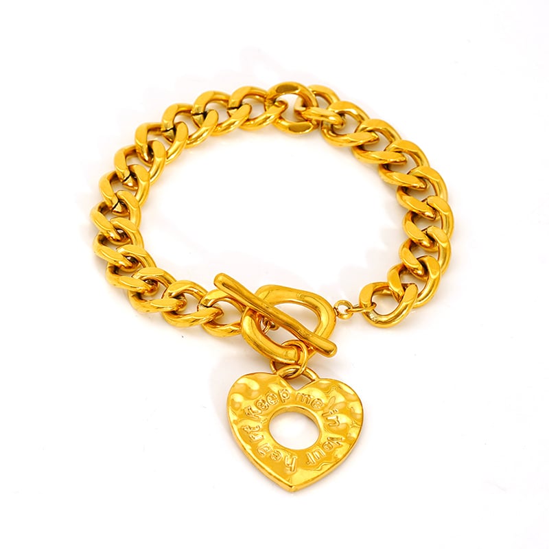 Heart Stainless Steel Gold Color Charm Bracelets