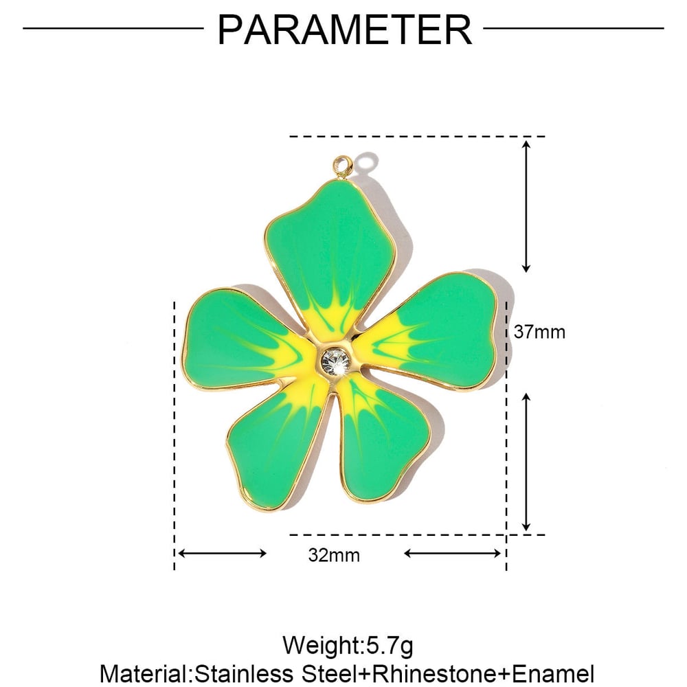 Colorful Flowers Stainless Steel Gold Color Pendants h5Picture2