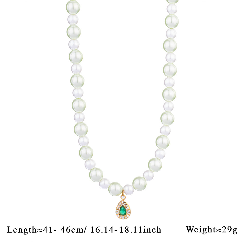 Charming Droplet Stainless Steel Gold Color Women's Beaded Necklaces h5Picture2