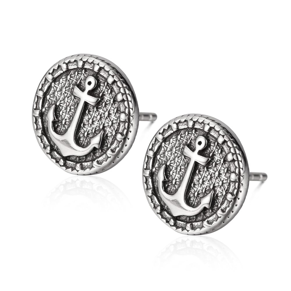 1 paio di orecchini da uomo in acciaio inossidabile con ancora da barca retrò moderna 