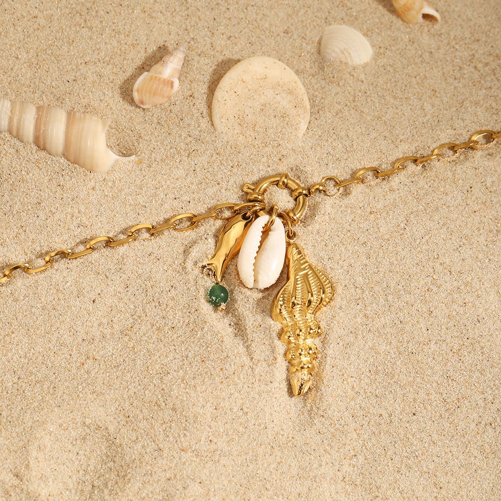 Oceanic Stainless Steel Gold Color Pendant Necklace h5Picture5
