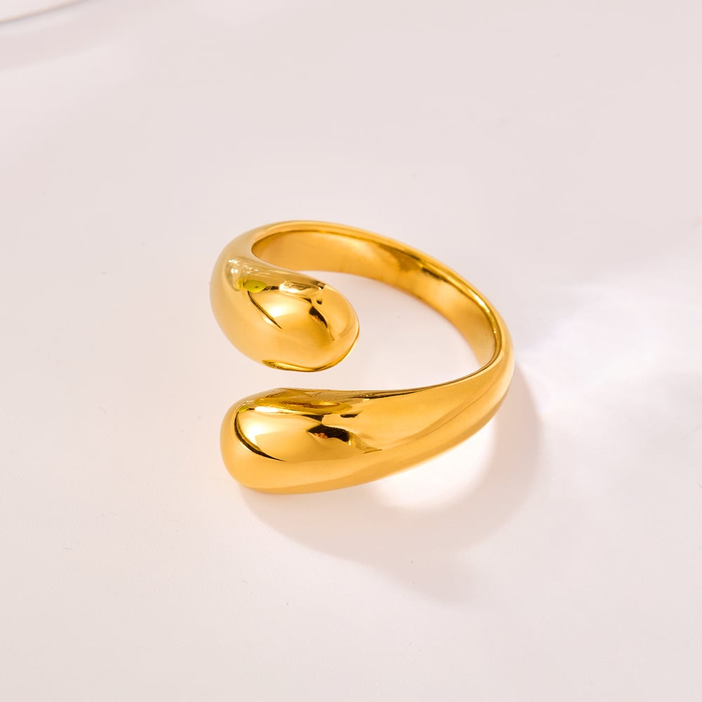 1 Stück minimalistische unregelmäßige Edelstahlringe in Goldfarbe für Damen Bild3