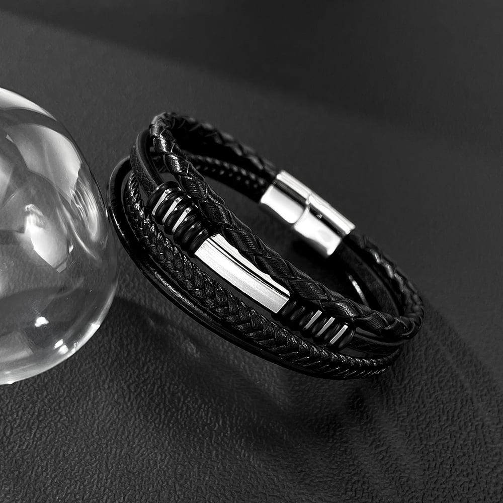 Bracelet minimaliste multicouche en acier inoxydable pour homme, 1 pièce h5Image6