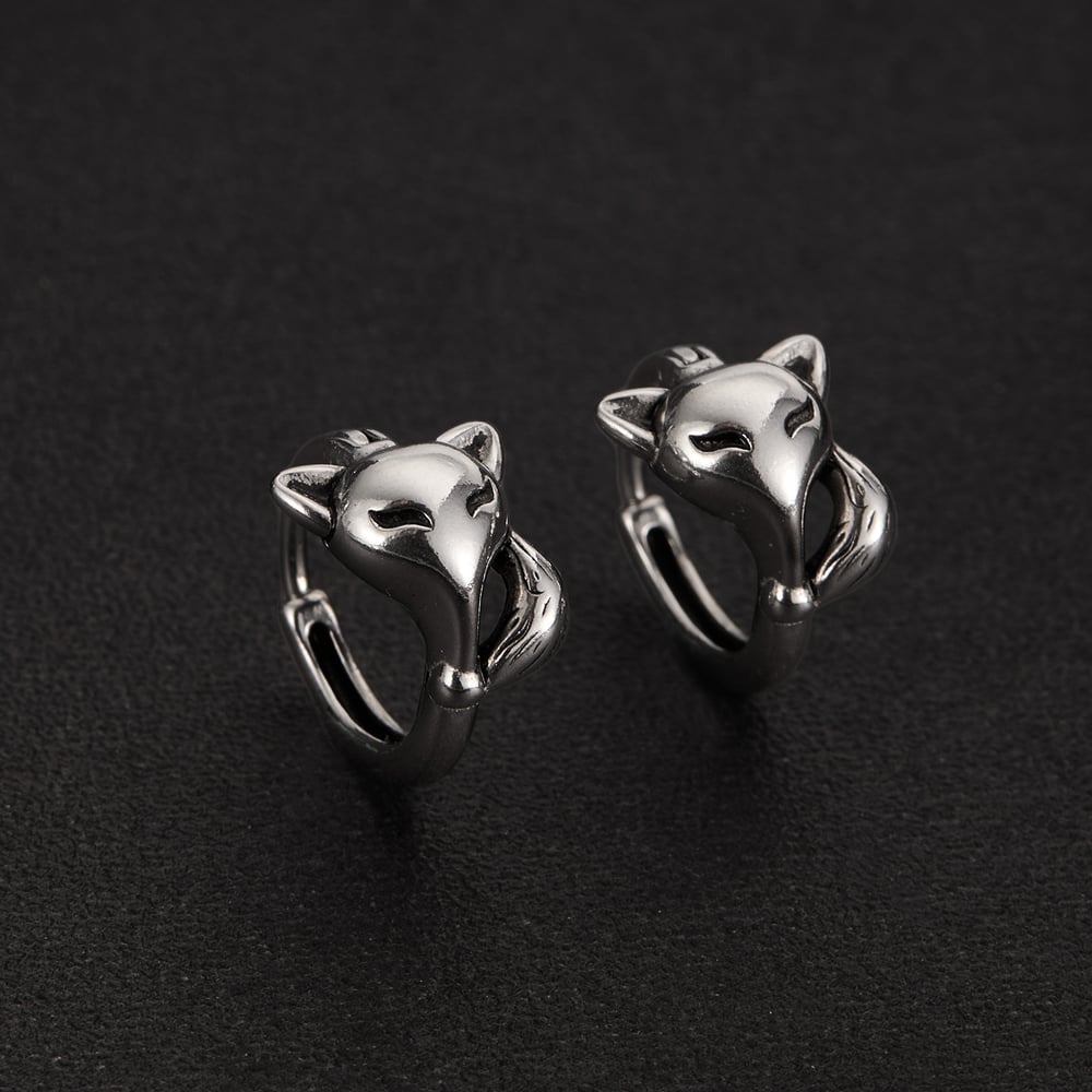 1 Piece Designable Series Chic Fox Stainless Steel Men's Hoop Earrings h5Picture3