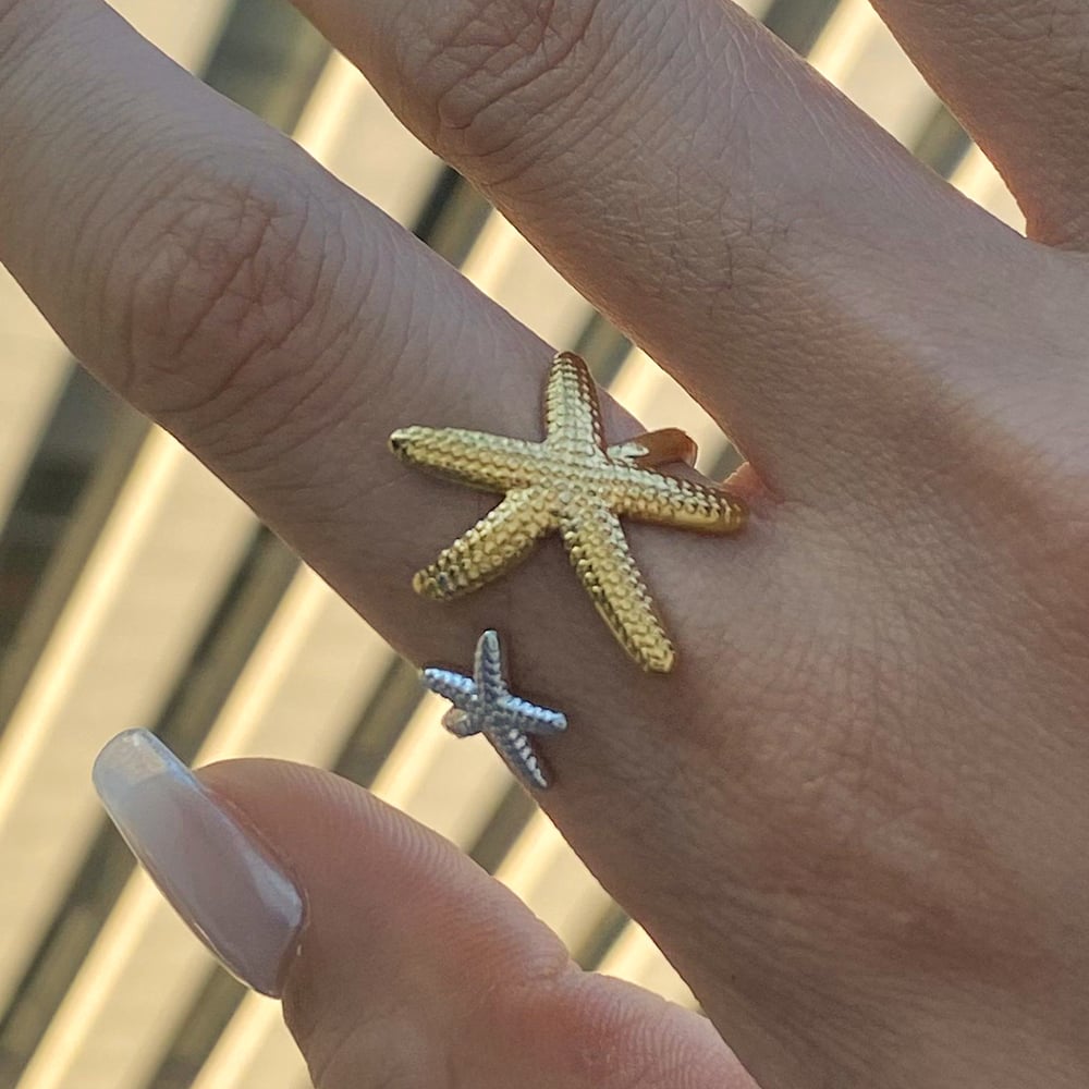 1 Piece Simple Series Natural Turtle Stainless Steel   Gold Color  Women's Adjustable Rings h5Picture5
