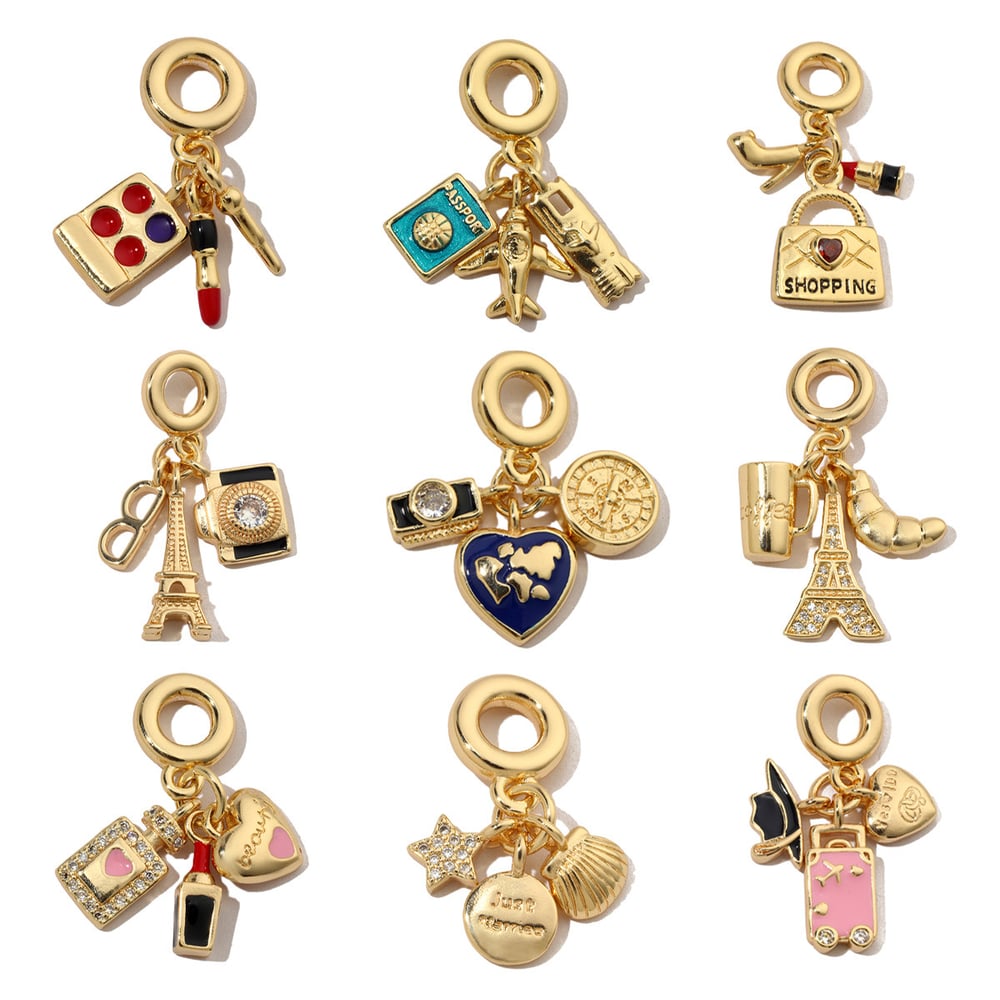 Colorful Lipstick Oil-drop Copper Gold Color Pendants h5Picture6