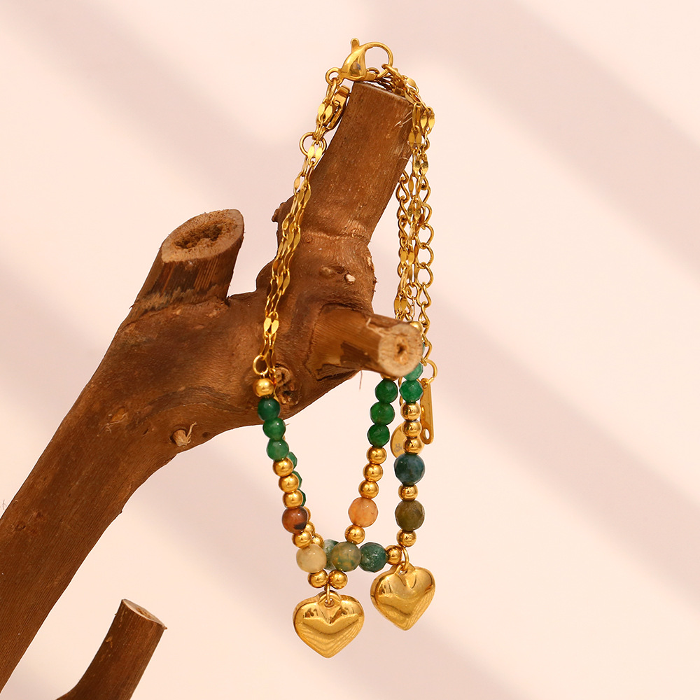 Retro Heart Stainless Steel Beaded Bracelets h5Picture3