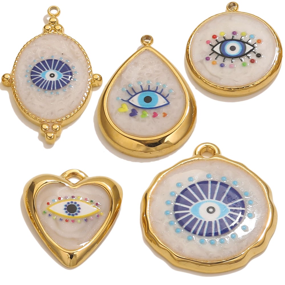 Retro Colorful Eye Stainless Steel Women's Pendants h5Picture3