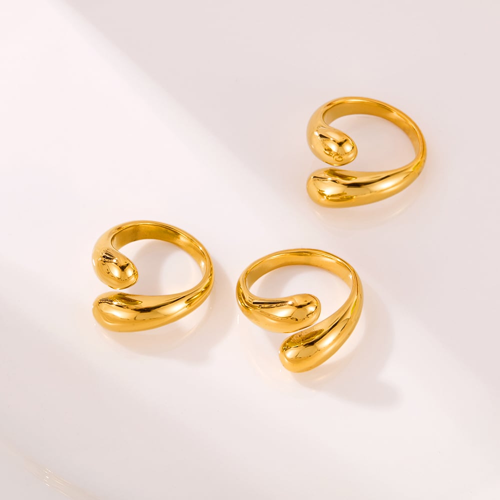 1 Stück minimalistische unregelmäßige Edelstahlringe in Goldfarbe für Damen Bild6