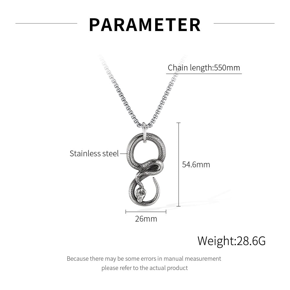 Kavisli Yılan Paslanmaz Çelik Erkek Kolyeleri Resim6