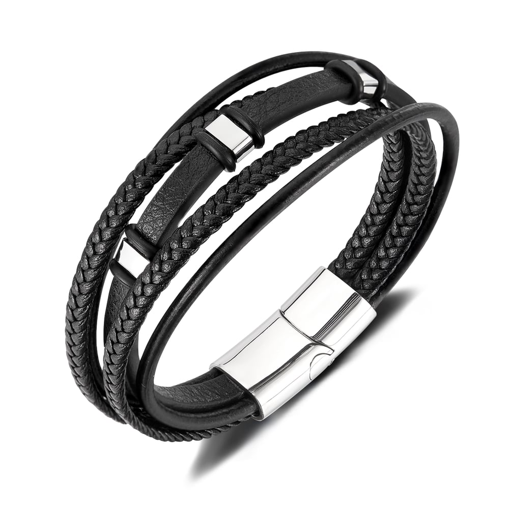 1 Piece Architectural Multilayer Stainless Steel Men's Bracelets