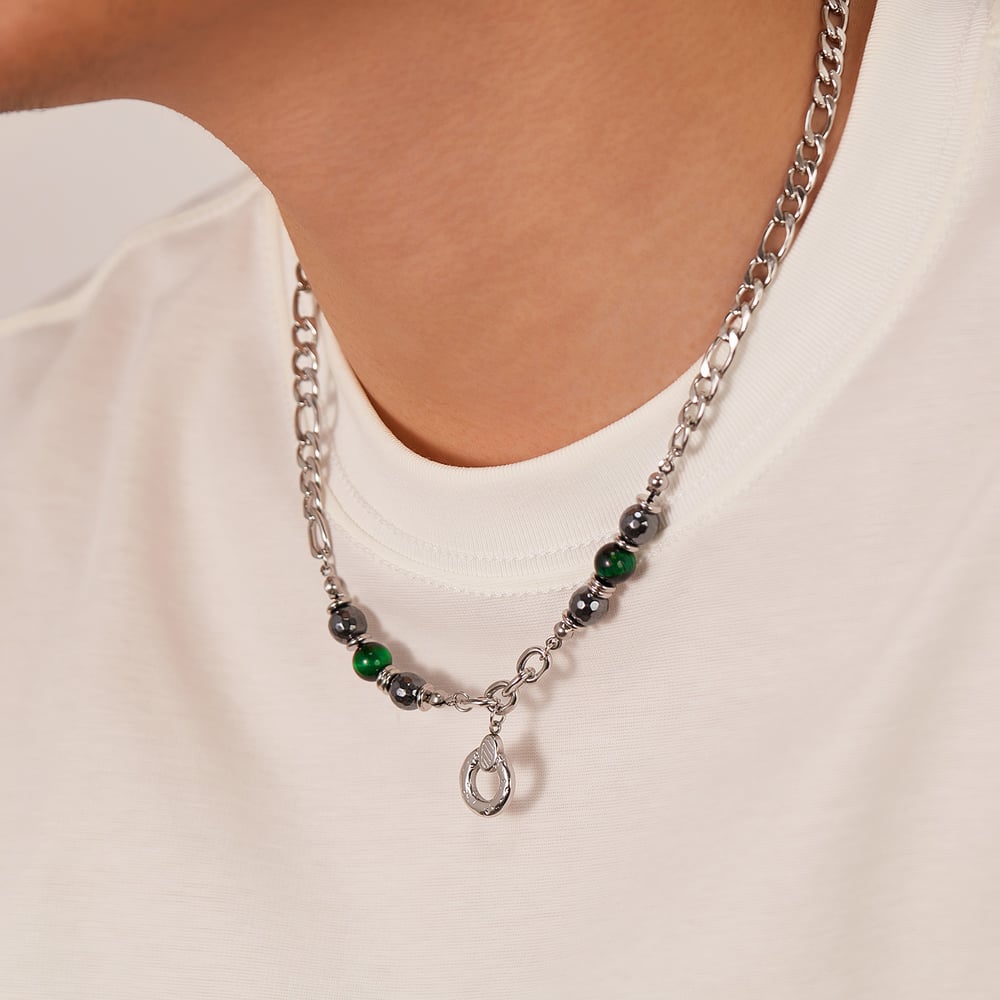 İnce Geometrik Paslanmaz Çelik Erkek Zincir Kolyeler h5Resim4