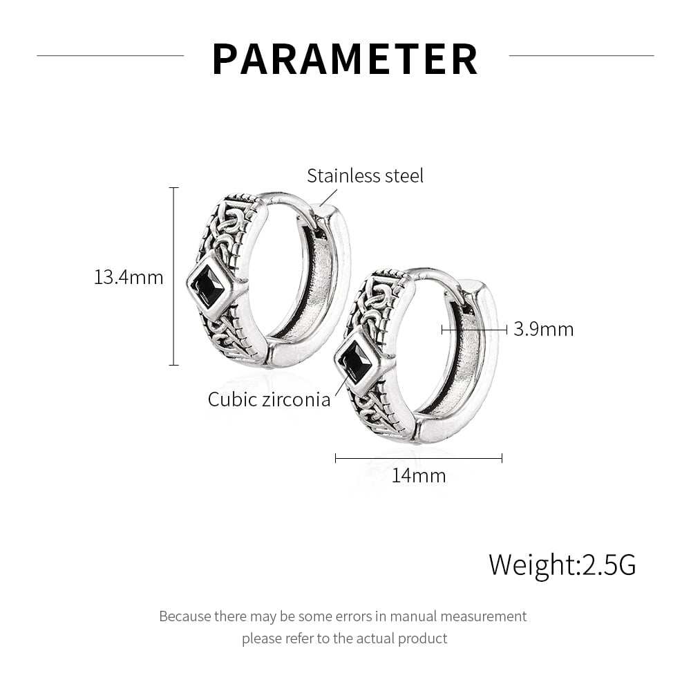 Schillernde Creolen aus Edelstahl mit Rautenmotiv für Herren h5Bild7