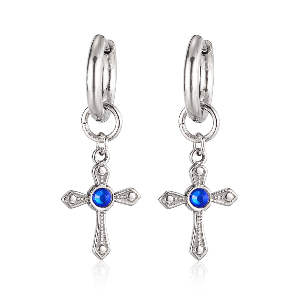 Orecchini da uomo in acciaio inossidabile con croce luminosa 