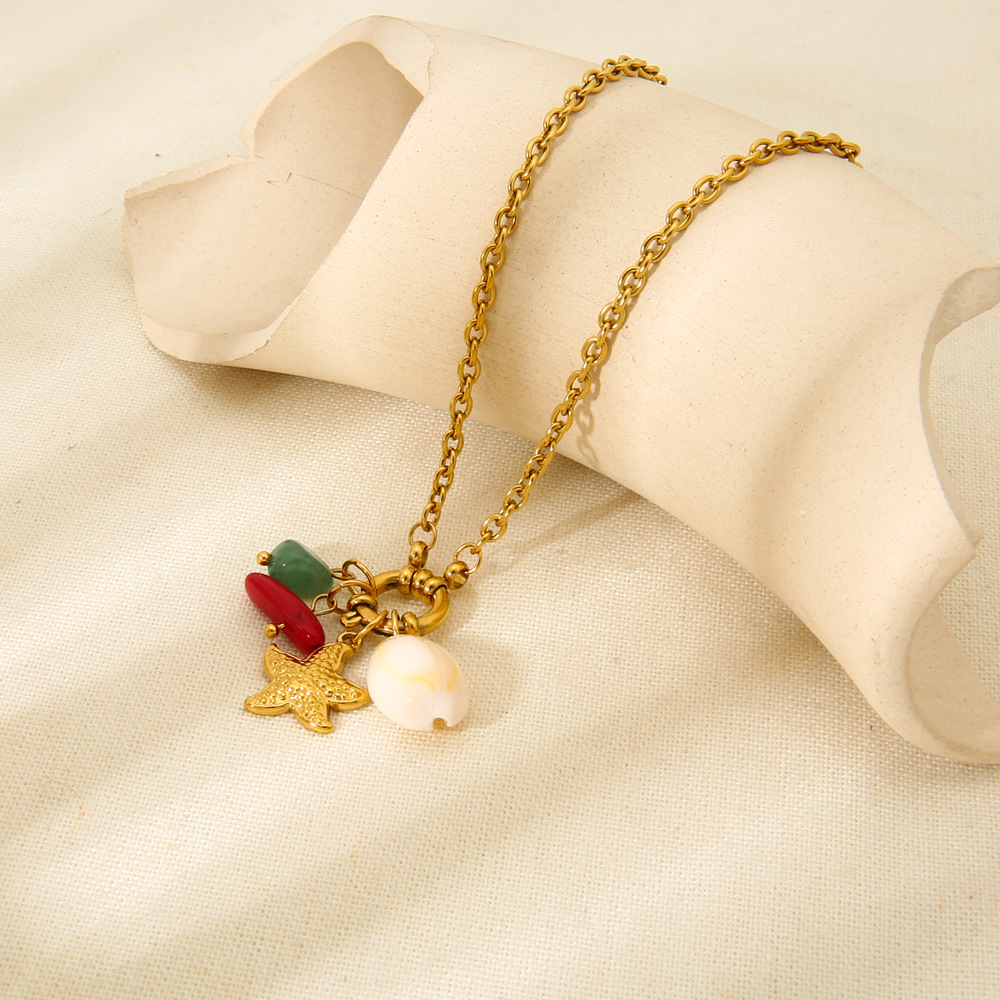Ocean Series Gold Color Stainless Steel Starfish - Tassel Necklace for Women h5Picture4