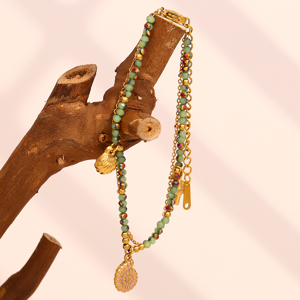 Oceanic Stainless Steel Gold Color Beaded Bracelets h5Picture5