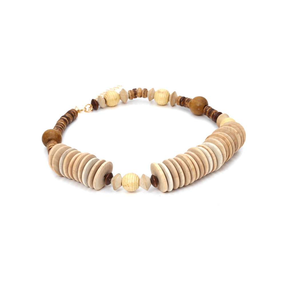 1 Piece Vintage Geometric Wood Chip Women's Beaded Necklaces Picture4
