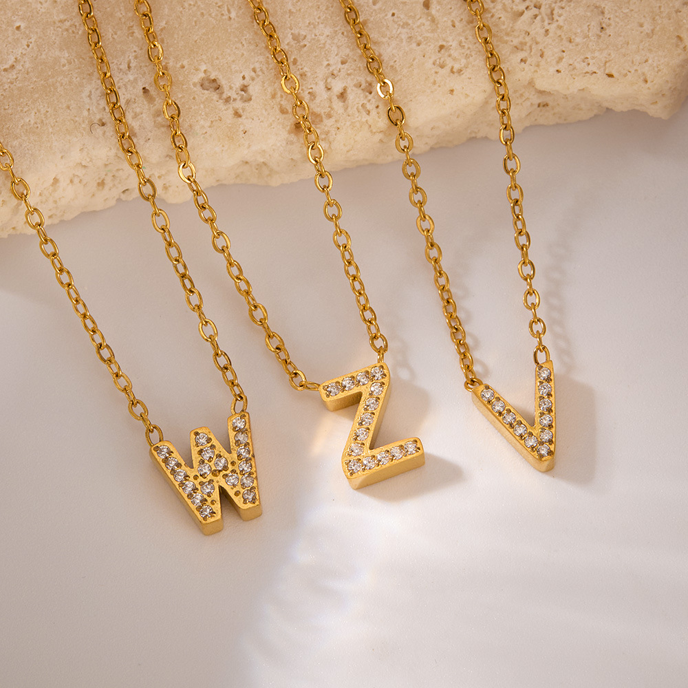1 Piece Classic Series Daily All-match Letter Stainless Steel Gold Color Women's Pendant Necklaces h5Picture4