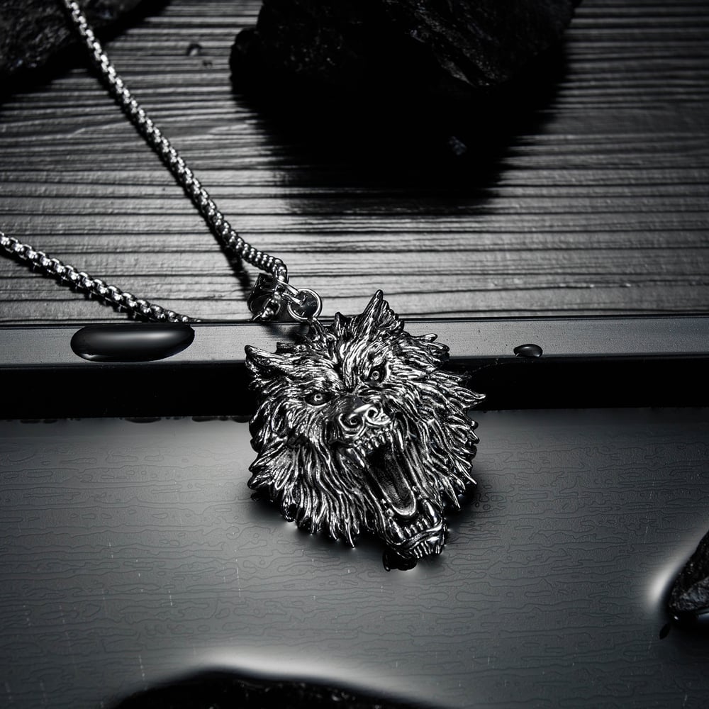 1 Piece Distinctive Wolf Head Stainless Steel Men's Necklaces h5Picture2