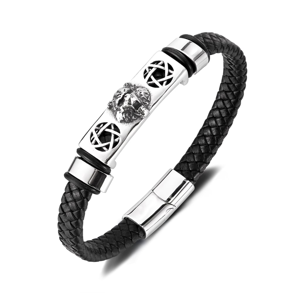 1 stuk luipaardkop herenarmbanden van roestvrij staal