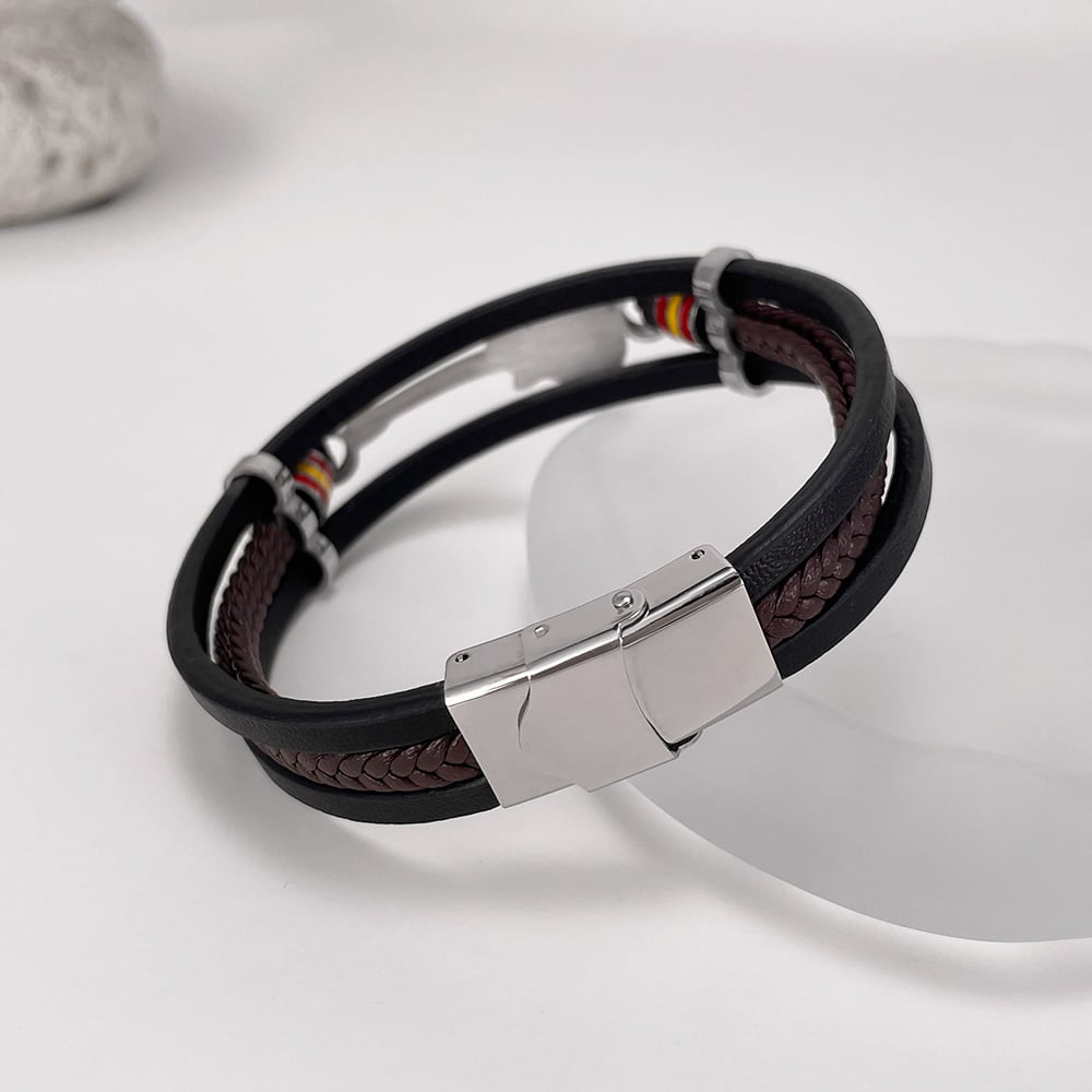 Pulseras de cuero con diseño de guitarra y pandant para hombre Imagen7