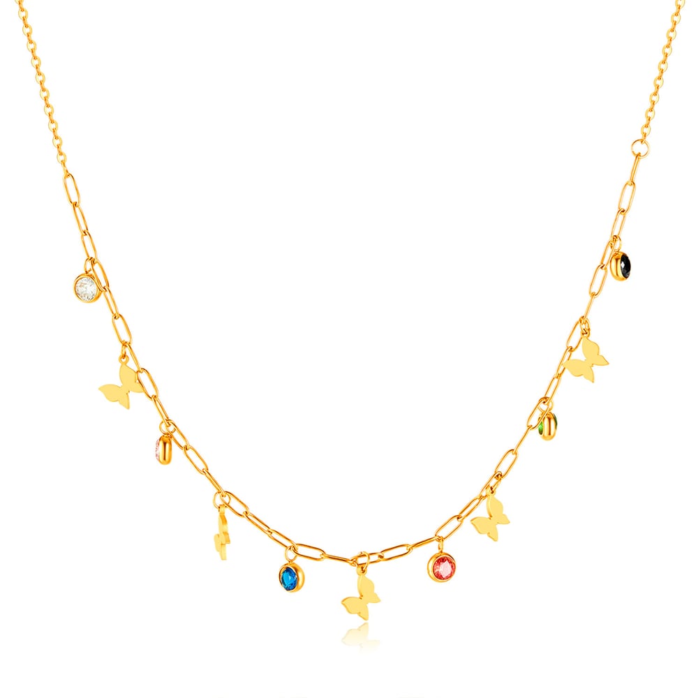 1 Piece Polychrome Series Chic Butterfly Tassel Stainless Steel Women's Chain Necklaces h5Picture6