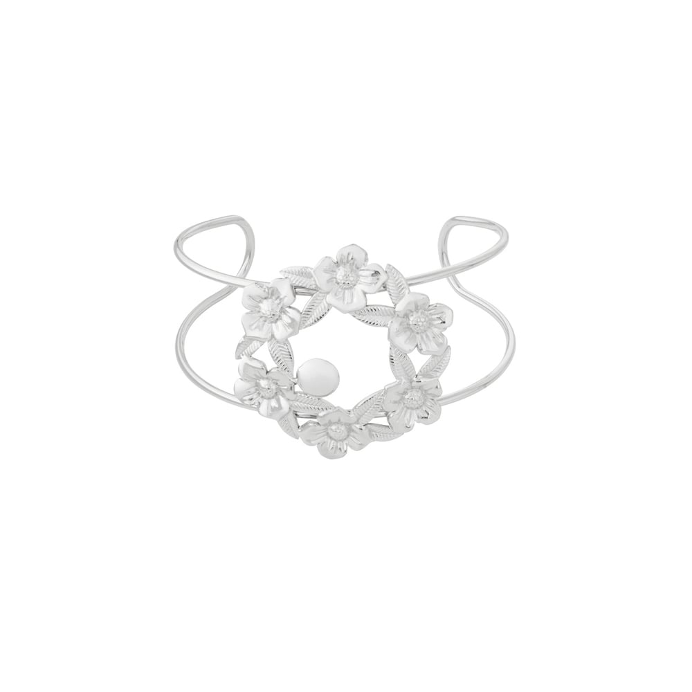 1 Piece Sophisticated Series Natural Flower Lightweight Stainless Steel Gold Color Women's Bangles h5Picture8