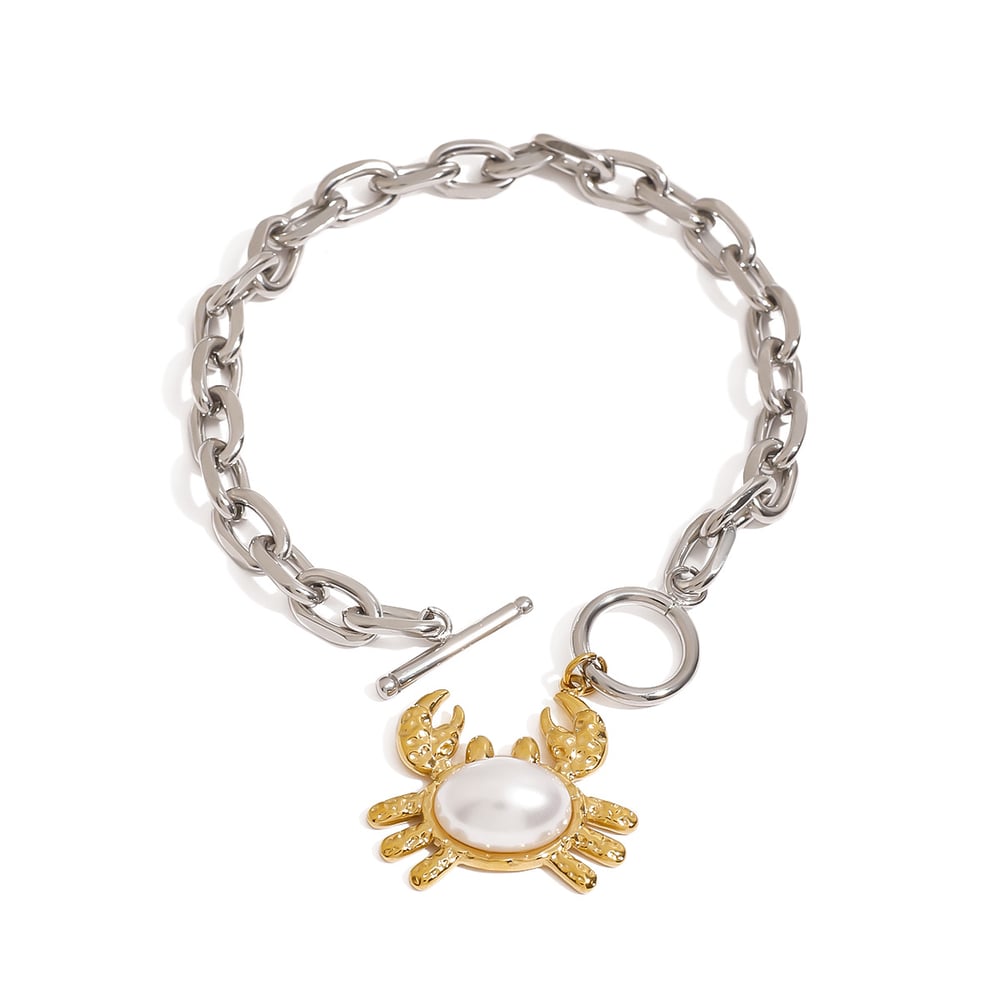Cute Crab Stainless Steel Mixed Color Charm Bracelets