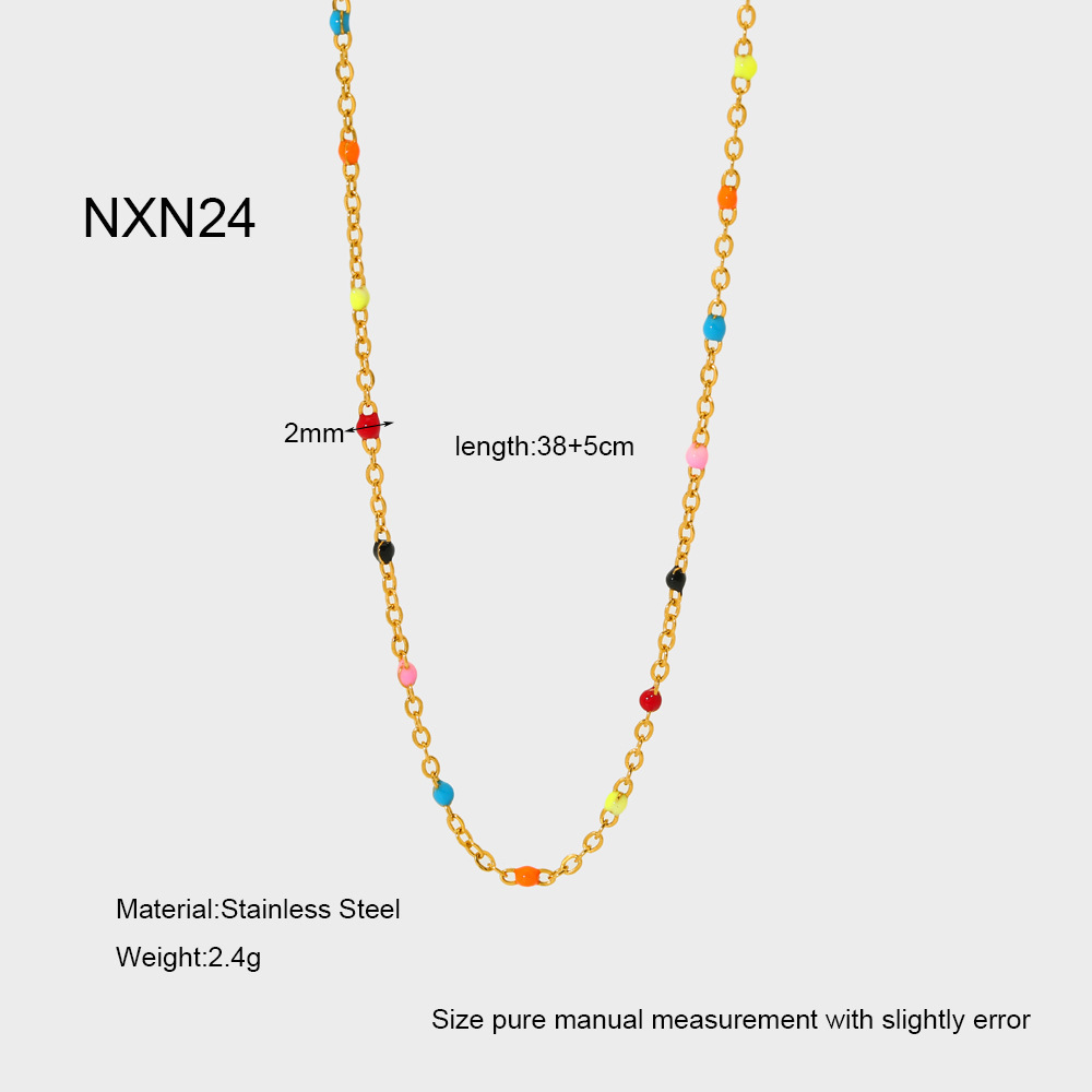 Light Luxury and Sweet Multi - colored DIY Stainless Steel Bead Cha 