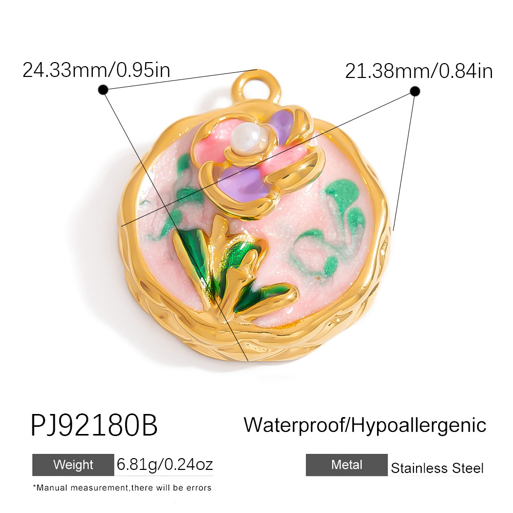 Romantic Flower Stainless Steel Gold Color Pendants Picture2