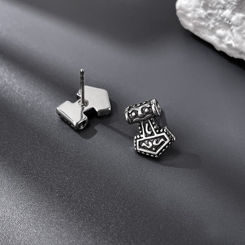 1 paio di orecchini da uomo in acciaio inossidabile con motivi geometrici retrò Immagine4