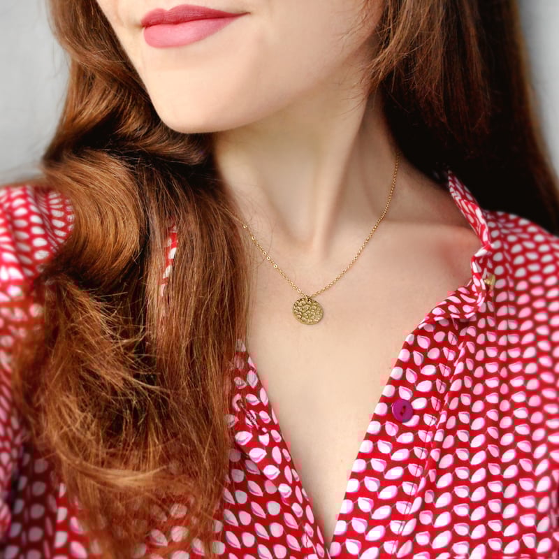 Collar de mujer de acero inoxidable color dorado con cadena simple de serie simple de 1 pieza h5Imagen10