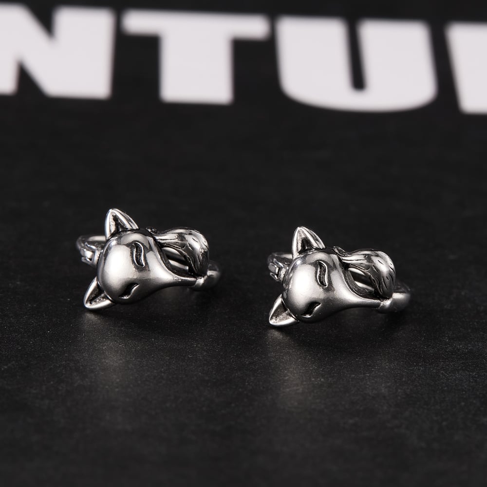 1 Piece Designable Series Chic Fox Stainless Steel Men's Hoop Earrings h5Picture4