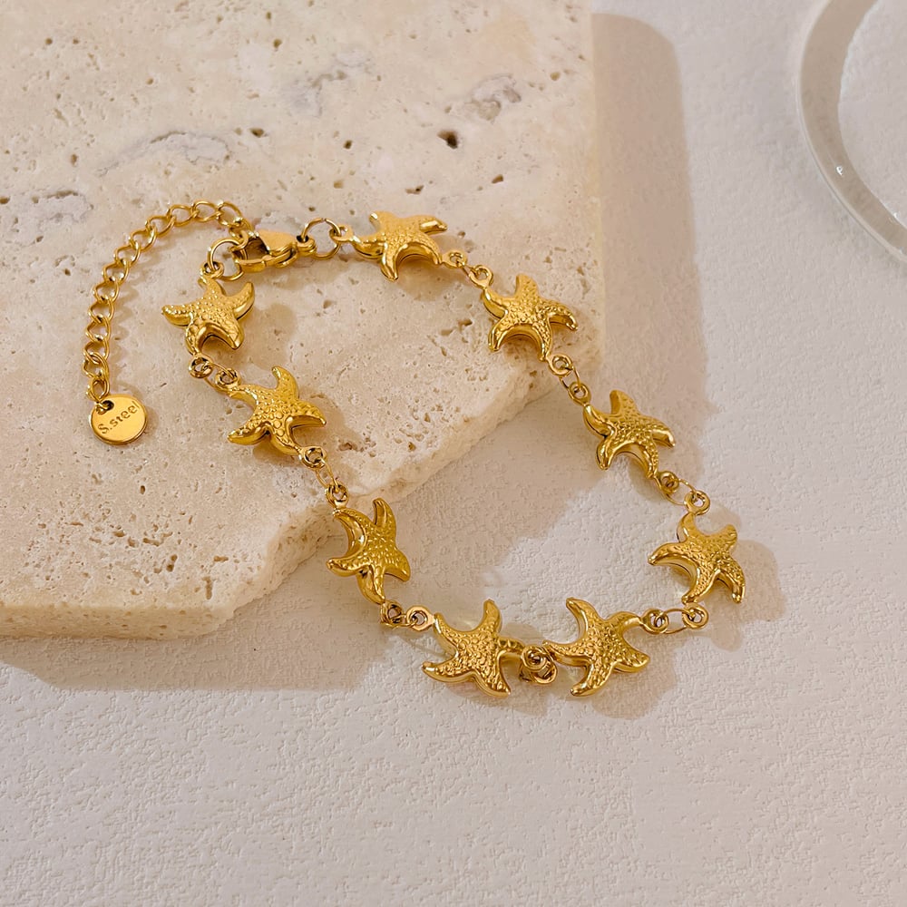 1 Piece Vacation Series Simple Seashell Stainless Steel Gold Color Women's Chain Bracelets h5Picture4