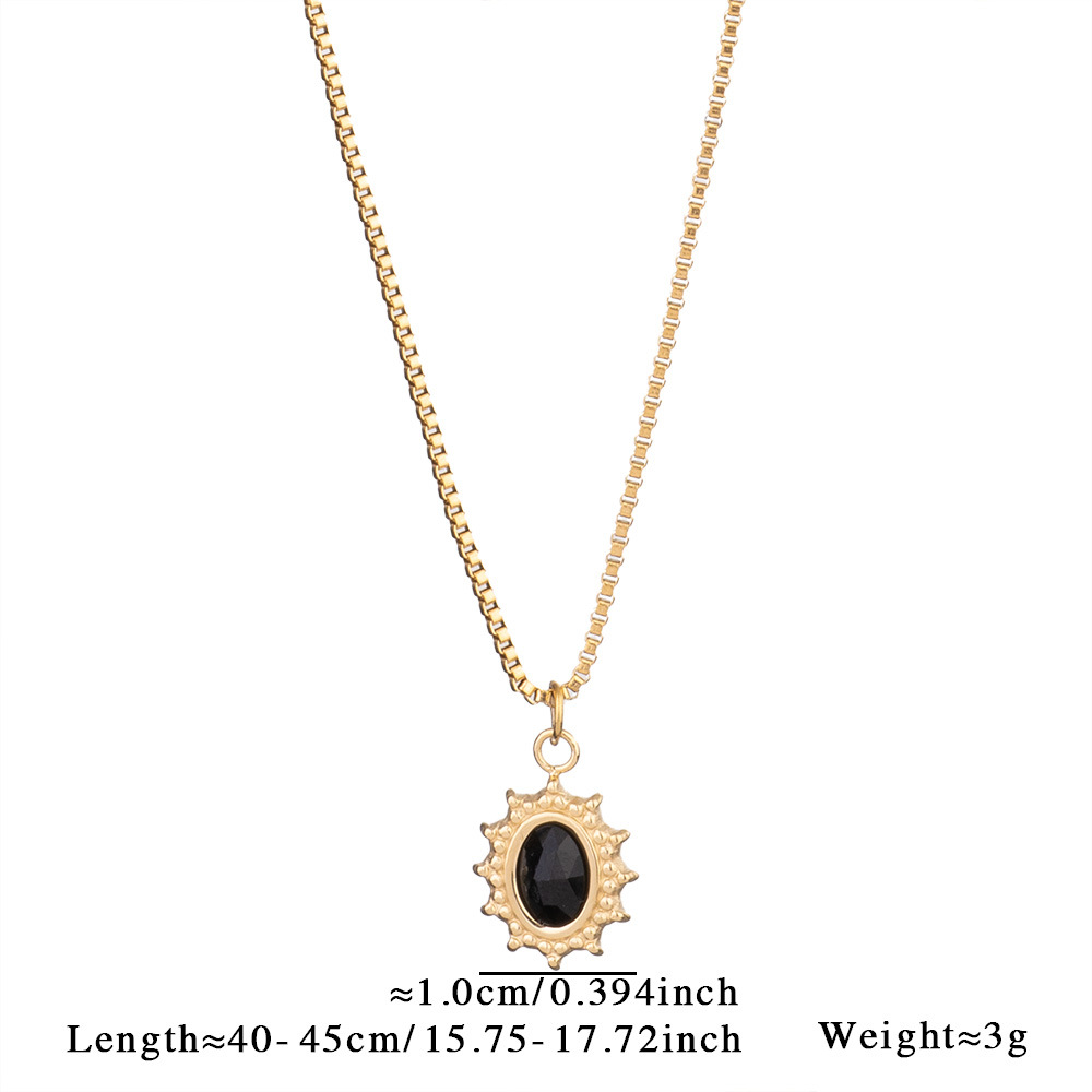 Radiant Heart Stainless Steel Gold Color Natural Stone Women's Pendant Necklaces 