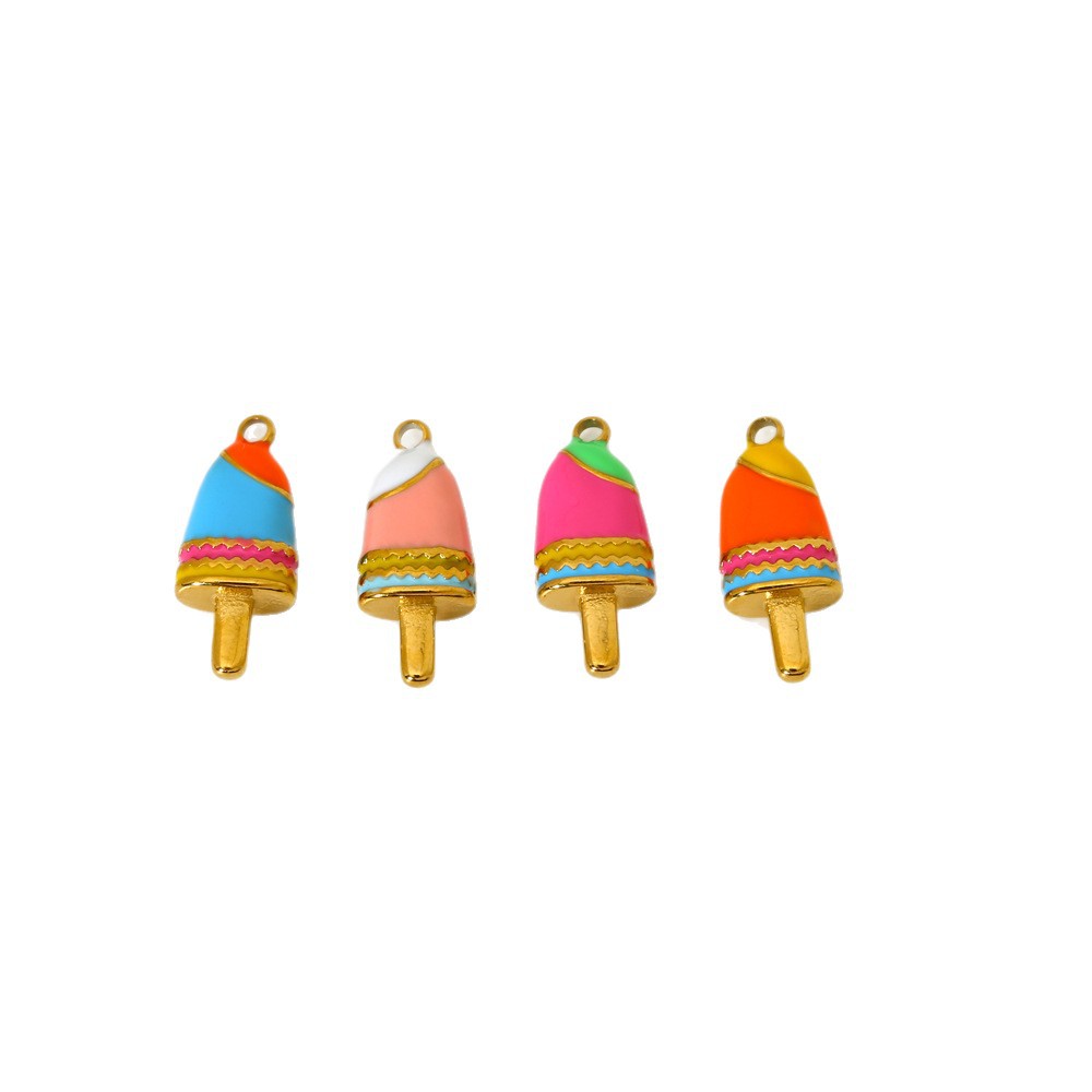 Cute Colored Enamel - Dripping Ice - cream DIY Stainless Steel Pendant h5Picture5