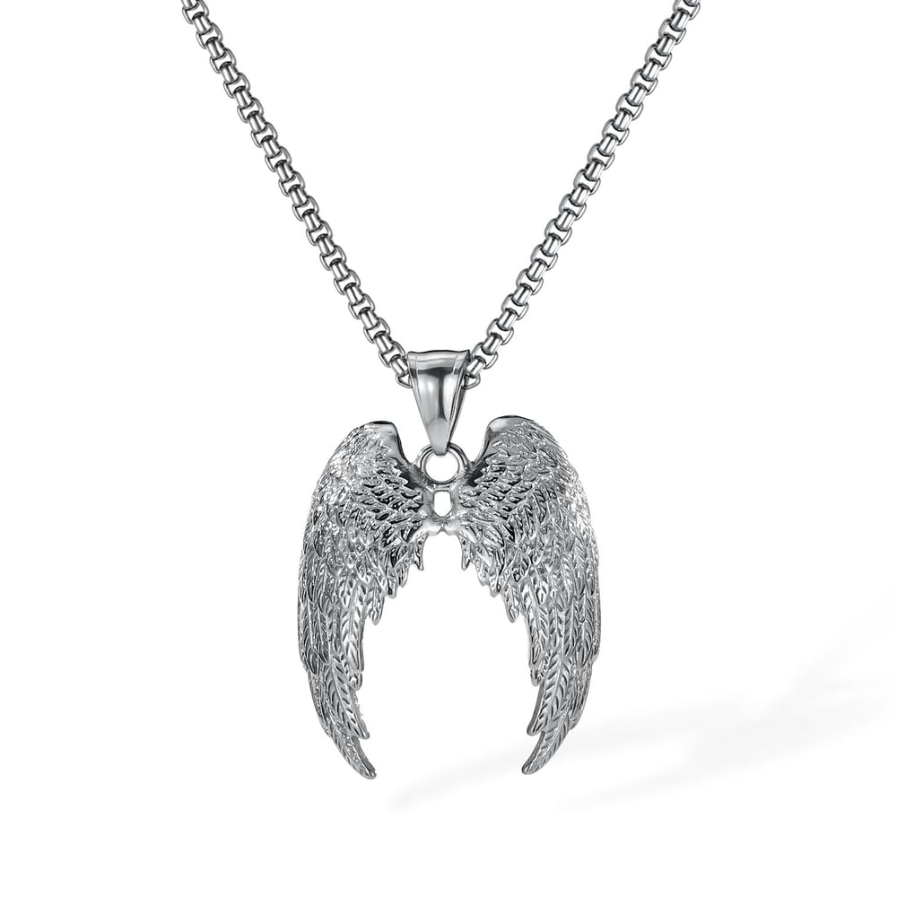 1 Parça Gösterişli Kanatlar Paslanmaz Çelik Erkek Kolye h5Resim5