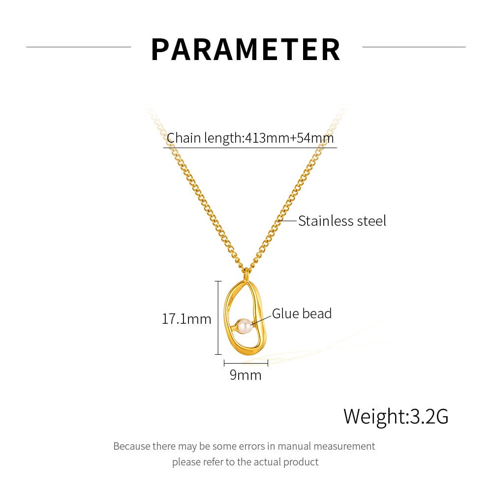 1 Stück Simple Series Tägliche geometrische Edelstahl Goldfarbe Kunstperle Damen-Anhänger Halsketten h5Bild7