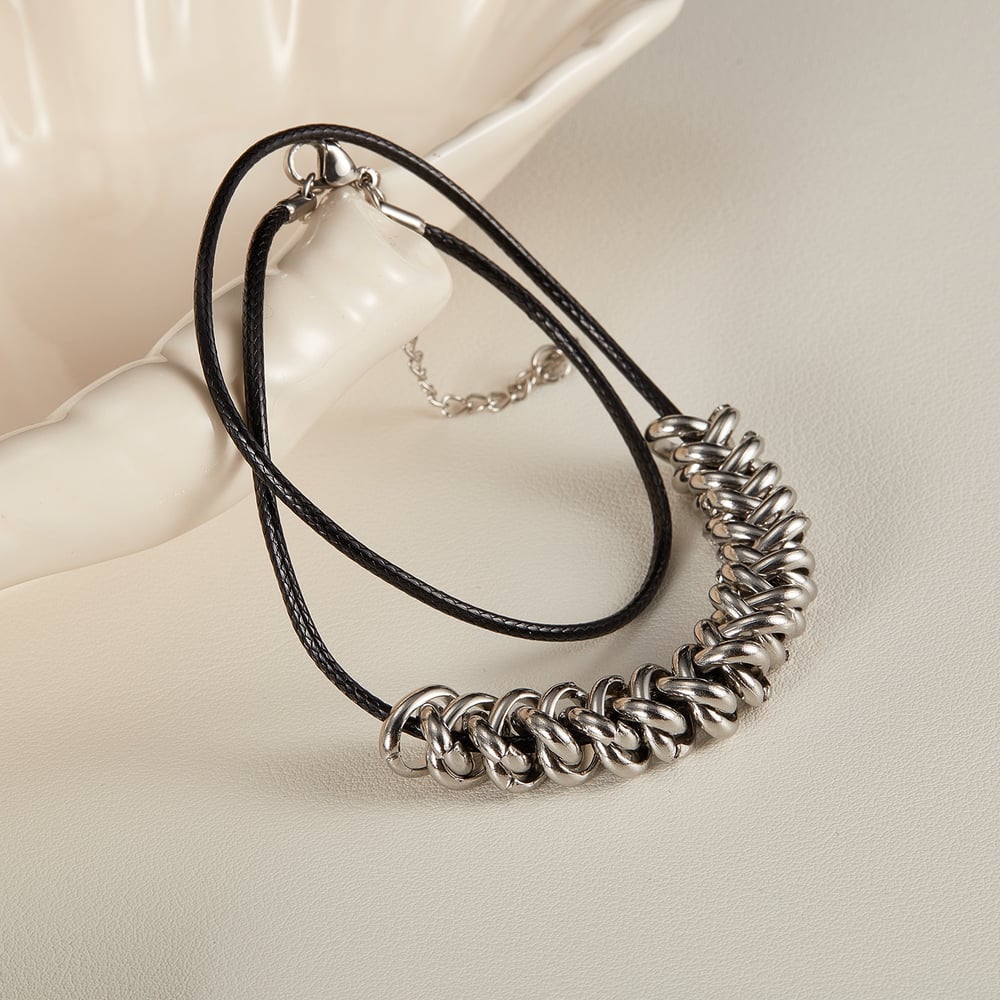 Halat Patchwork Paslanmaz Çelik Erkek Zincir Kolyeler Resim4